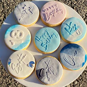 Assorted colour birthday cookies