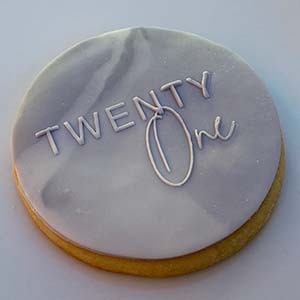 Grey 21st Birthday cookies
