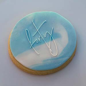 Blue and white 40th Birthday cookies
