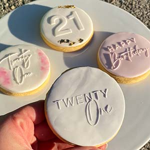 21st Birthday cookies assorted colours